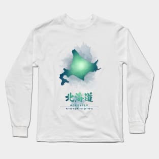 Hokkaido Watercolor Map Long Sleeve T-Shirt